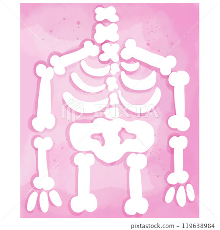 Hand drawn watercolor illustration of a pink x-ray for use as illustration. Hand drawn watercolor illustration of a pink x-ray for use as illustration. 119638984