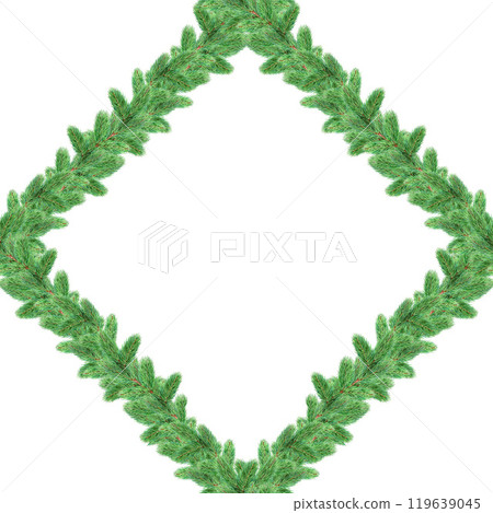 Fir tree branch geometric seamless pattern element. Christmas, New Year, winter ornamental decoration from fir tree branches element for festive design isolated on white background Fir tree branch geometric seamless pattern element. Christmas, New Year, winter ornamental decoration from fir tree branches element for festive design isolated on white background 119639045