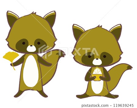 Illustration of a cute raccoon dog Illustration of a cute raccoon dog 119639245