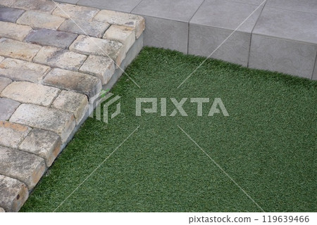 Bricks and artificial grass 119639466