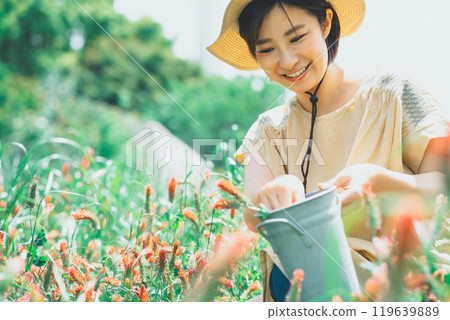Strawberry candle flower picking 119639889