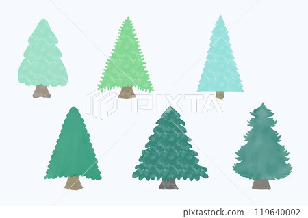 Watercolor Cute Christmas Tree Hand Drawn Winter Holiday Illustration 119640002