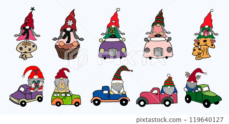 Watercolor Cute Christmas Gnome Hand Drawn Whimsical Holiday Illustration 119640127