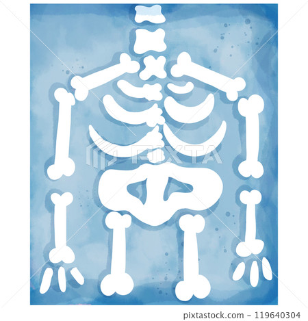 Hand-painted watercolor blue X-ray illustration for use as illustration. Hand-painted watercolor blue X-ray illustration for use as illustration. 119640304