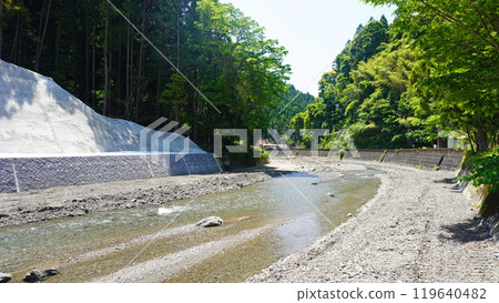Cliffs along the Fudo River where disaster restoration work has been completed (Tenryu Ward, Hamamatsu City, Shizuoka Prefecture) 119640482