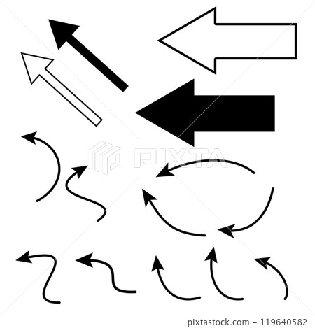 Set of simple black and white arrows 119640582