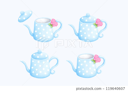 Watercolor Cute Teapot Illustration Hand Drawn Cozy Tea Design 119640607