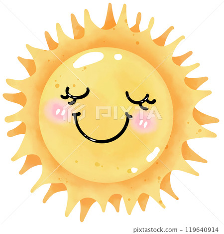 Hand-painted watercolor painting of the sun for use as an illustration. 119640914