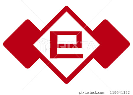 Red simple snake character and square Red simple snake character and square 119641332