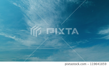 Blue Sky With Beautiful On Different Layers Clouds. Beautiful Sunny Blue Sky Background With Clouds. 119641859