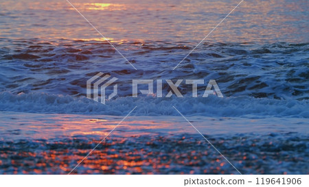 Sea With Sun Light In Background At Sunset. Orange And Red Sunset Over Sea. Fantastic Natural Sunset. Still. Sea With Sun Light In Background At Sunset. Orange And Red Sunset Over Sea. Fantastic Natural Sunset. Still. 119641906