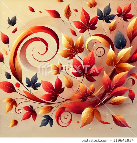 Fall foliage dancing at dusk, colors in tranquility 119641934