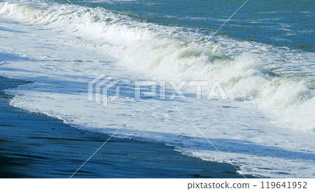 Sea Waves Washes Pebble Beach. Sea Waves Roll Ashore. Nature Concept. Still. Sea Waves Washes Pebble Beach. Sea Waves Roll Ashore. Nature Concept. Still. 119641952
