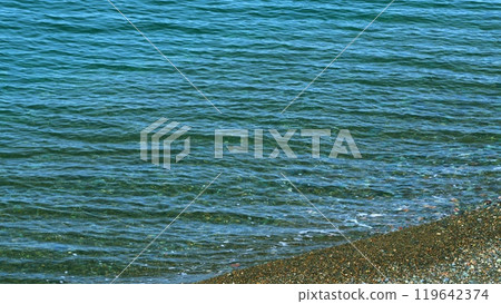 Colorful Sea Stones In Water. Stones Under Water. Nautical Background. Pebbles On The Beach. Still. 119642374