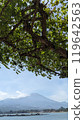 view of the lake from the mountain with the sky 119642563