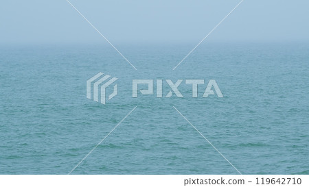 Mist Over Sea. Sea Dissolving In The Fog. Line Of The Horizon Dissolving In The Fog. Real time. 119642710