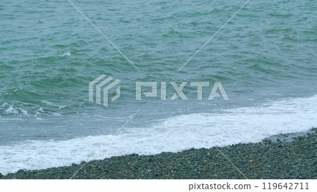 Calm Seascape. Waves Of Black Sea. Moving Water Patterns Detail. Slow motion. 119642711