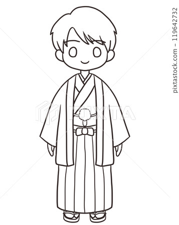 Line drawing of a man wearing a kimono 119642732