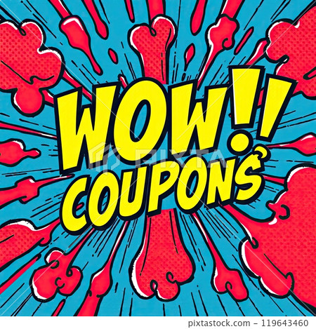 Vibrant COUPONS! Text in Pop Art Style for Engaging Retail Promotions and Online Marketing Campaigns Vibrant COUPONS! Text in Pop Art Style for Engaging Retail Promotions and Online Marketing Campaigns 119643460