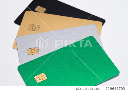 Credit cards of various colors 119643703