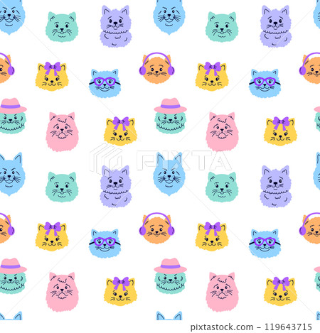 Seamless pattern with cat faces  119643715