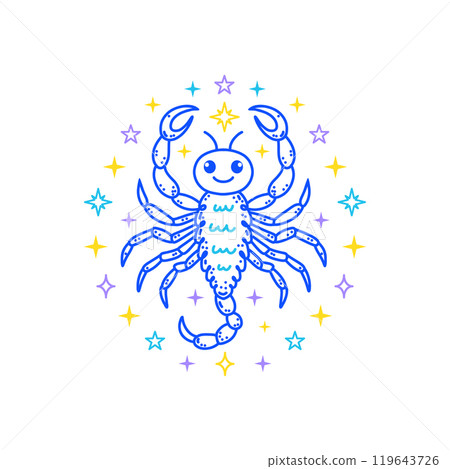 Scorpio zodiac sign in doodle style with soft colors  119643726