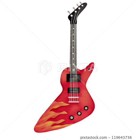 Hand-painted watercolor painting of an electric guitar for illustration purposes Hand-painted watercolor painting of an electric guitar for illustration purposes 119643736
