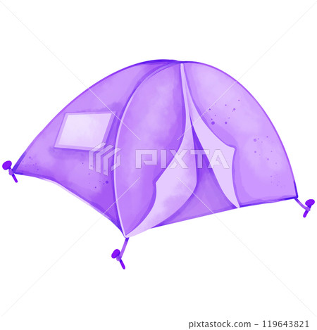 Hand-painted watercolor painting of a tent for illustration purposes 119643821