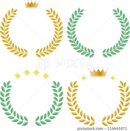 Laurel wreath, laurel tree, anniversary emblem frame set 119643871