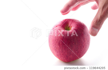來自長野縣的信濃甜（蘋果）白色背景 119644205