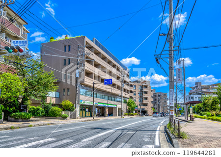 Cityscape of Kawasaki City, Kanagawa Prefecture, Noborito Station, Tama Line Road Cityscape of Kawasaki City, Kanagawa Prefecture, Noborito Station, Tama Line Road 119644281