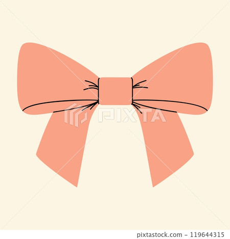 Pink ribbon bow flat style 119644315