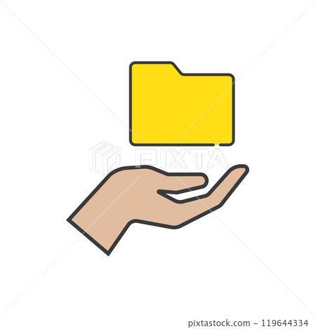 Document and hand icon Document and hand icon 119644334