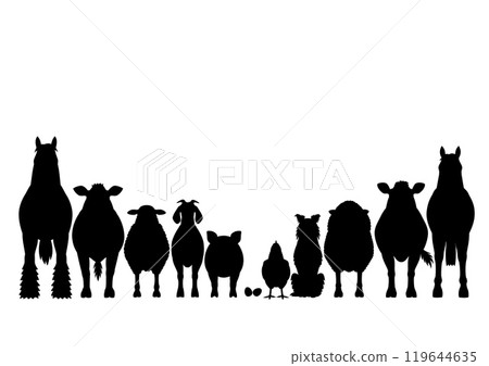 各種牲畜的剪影 119644635