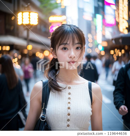 夜晚在城市裡行走的女人 119644636