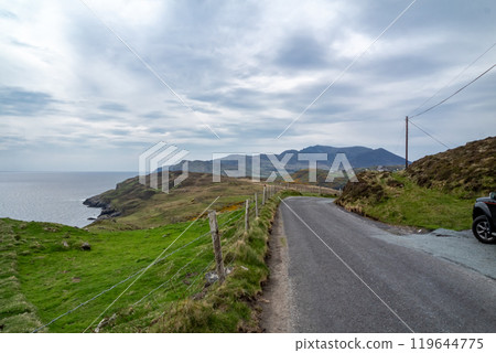 The road from Kilcar to Carrick in County Donegal, Ireland The road from Kilcar to Carrick in County Donegal, Ireland 119644775