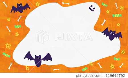 Halloween hand drawn illustration frame 119644792