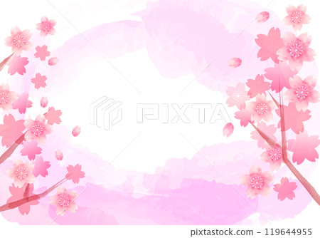 Watercolor cherry blossom and pink abstract frame Watercolor cherry blossom and pink abstract frame 119644955