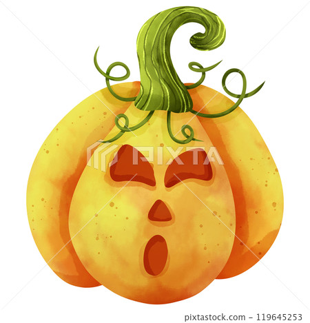 Watercolor painting of a Halloween pumpkin ghost for illustration purposes Watercolor painting of a Halloween pumpkin ghost for illustration purposes 119645253