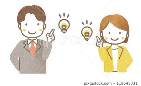 A man and woman in a suit who came up with a good idea (upper body) 119645331