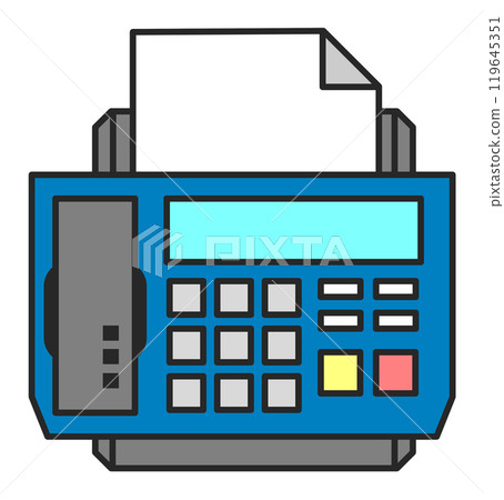 Illustration of a telephone that sends text and faxes 119645351