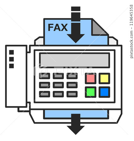 Illustration of a telephone that sends text and faxes 119645358