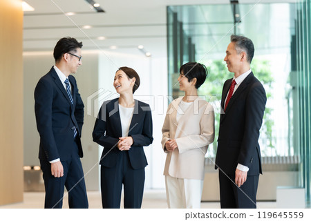 Business person male and female conversation Business person male and female conversation 119645559