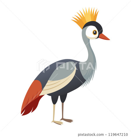 crowned crane flat style isolated on white background 119647210