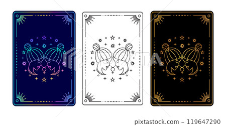 Set of three tarot cards with Genini zodiac sign  119647290