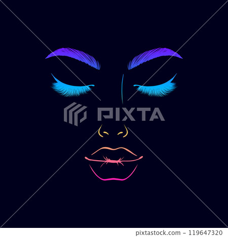 Female face with gradient colors  Female face with gradient colors  119647320