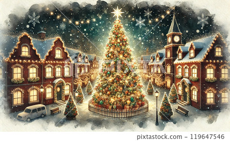 水彩畫的聖誕樹 119647546