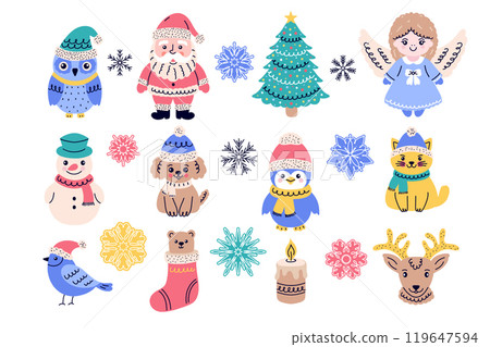 Collection of characters to celebrate Christmas 119647594