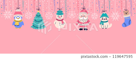 Christmas garland with doodle style toys Christmas garland with doodle style toys 119647595