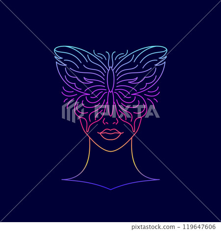 Female face covered with a butterfly. 119647606